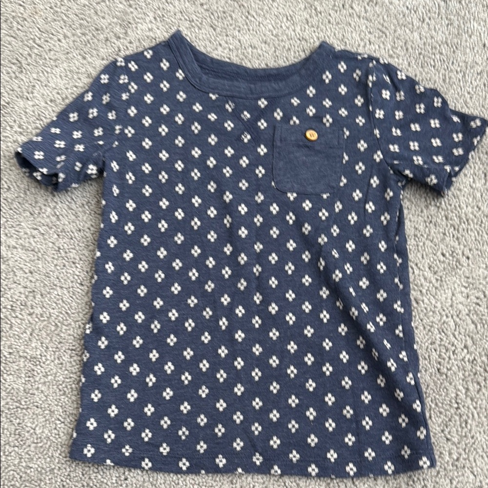 Old Navy Blue and White Short Sleeve Tee with Crew Neck